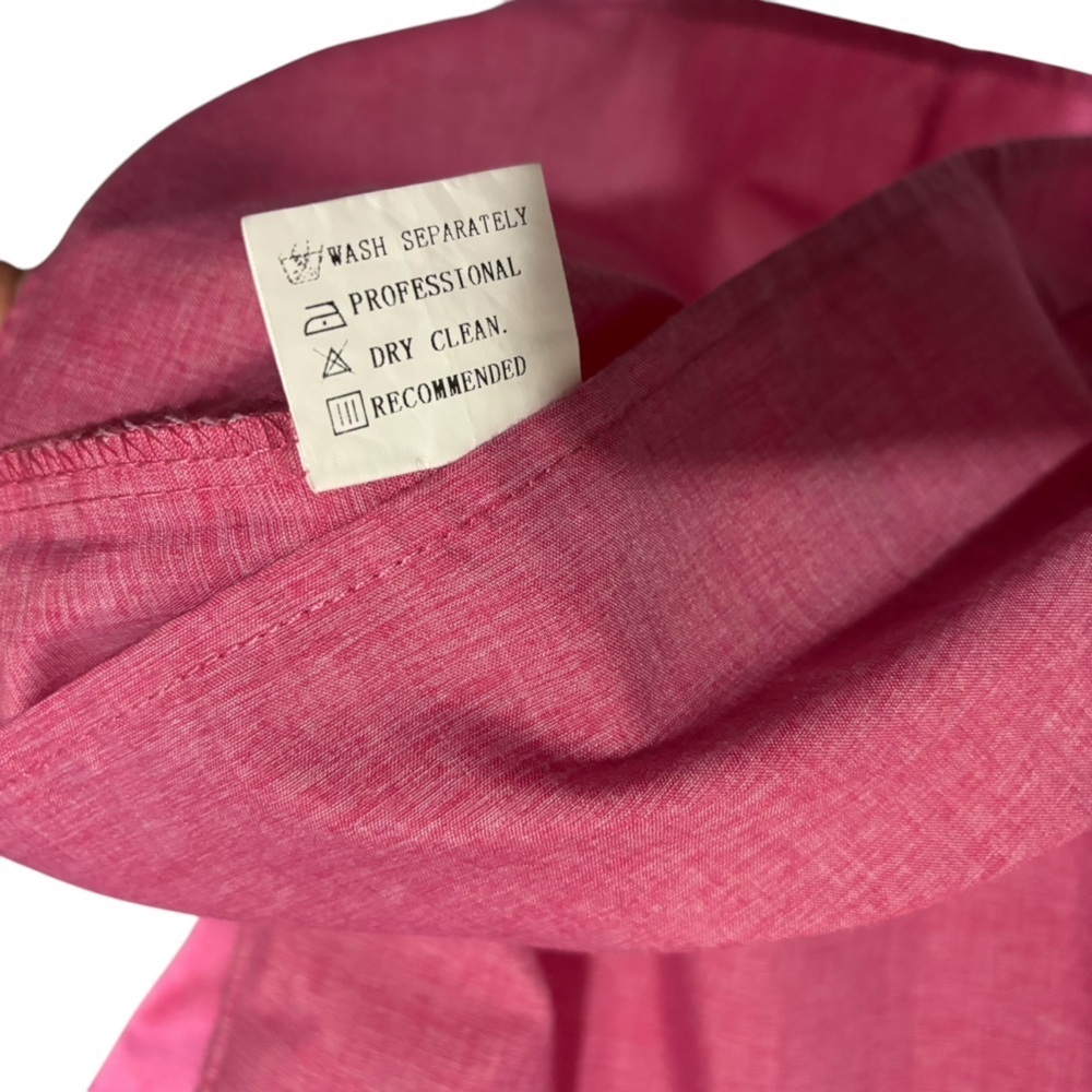 Pink Popover Tunic Top Large Cotton Blend Bell Sleeve Split Neck Boho Resort - Picture 12 of 15